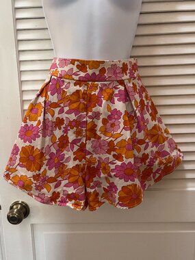 Klesis Floral Skort Womens M Pink Orange Retro Boho